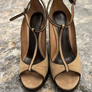 Bottega Venetta T-strap Suede Wedges